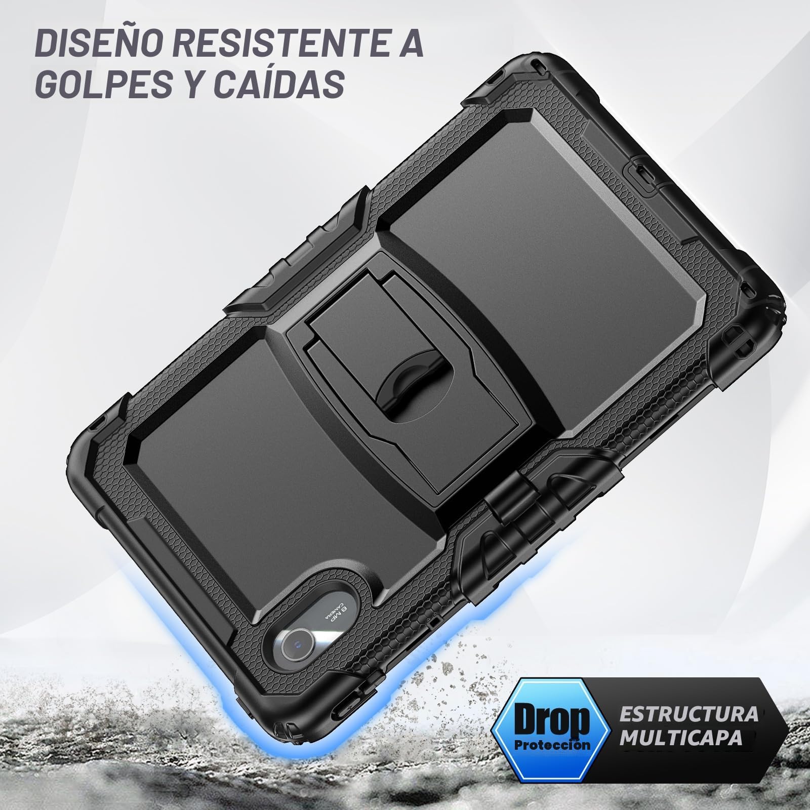 SEYMAC Funda para Lenovo Idea Tab 11 2025 / Lenovo Tab M11 2024/ K11 Gen 2 11 Pulgadas, Funda Resistente a los Golpes con Protector de Pantalla/Soporte Plegable/Correa para el Hombro, Negro