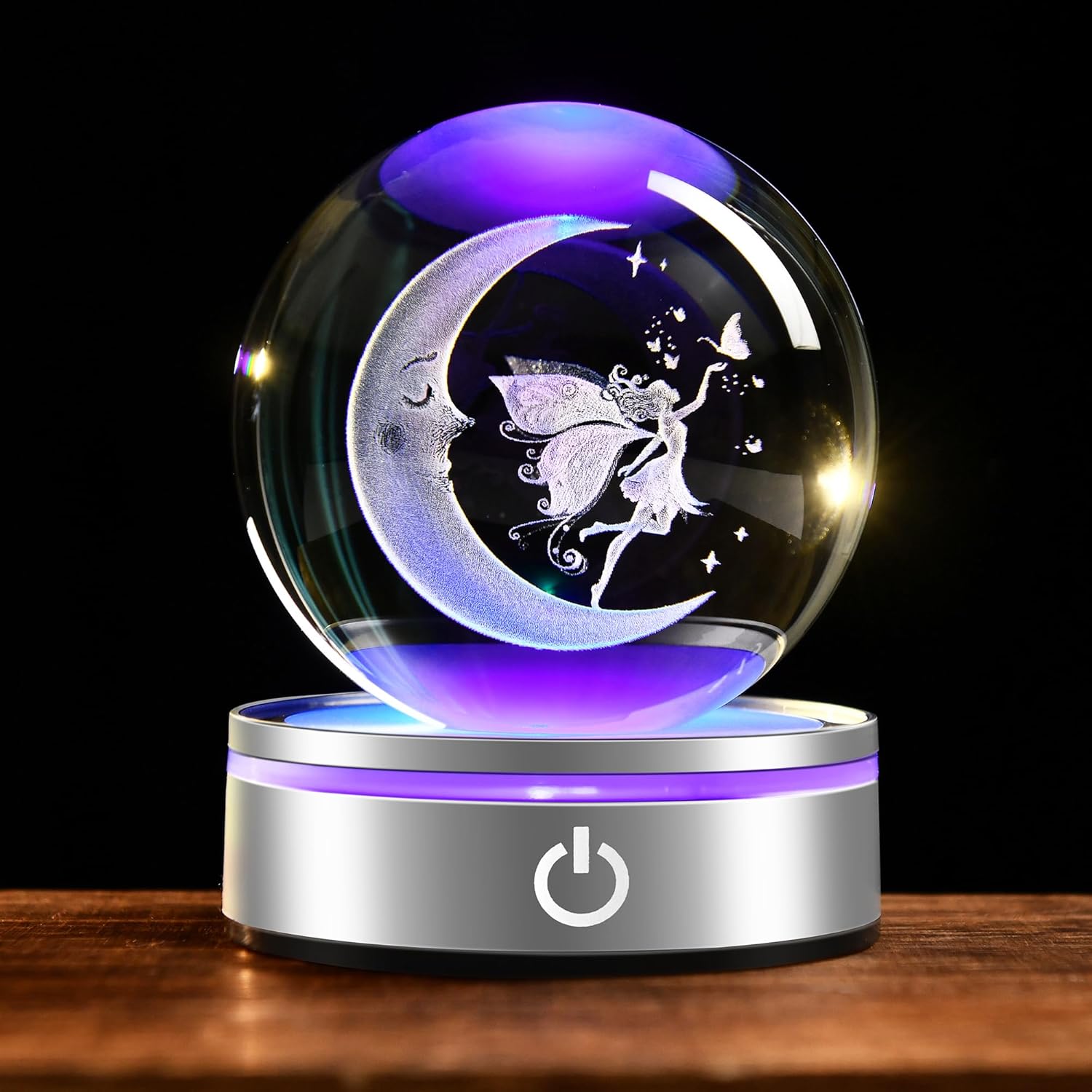 IFOLAINA 3D Cat Crystal Ball Cute Cat Lover Gifts for Women Pet Snow Globe Gifts for Birthday Mothers Day Kitten Lamp 3.15" Engraved Glass Sphere Decor Night Light