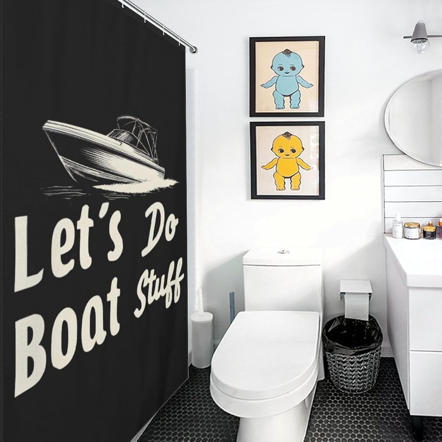 Lets Do Boat Stuff Shower Curtain 46.85x70.87Inch（119x180cm） Polyester Bath Curtain Shower Curtains Printed Decorative