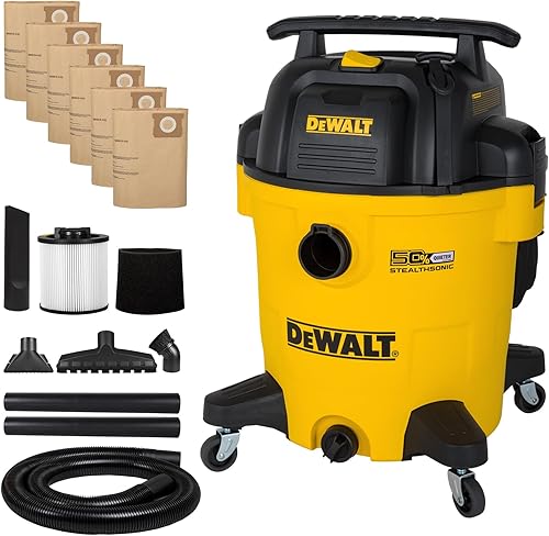 Vista 9 de DEWALT Aspiradora Stealthsonic de 6 galones para tienda húmeda y seca, 5 HP de potencia de succión ultra silenciosa con kit completo de accesorios