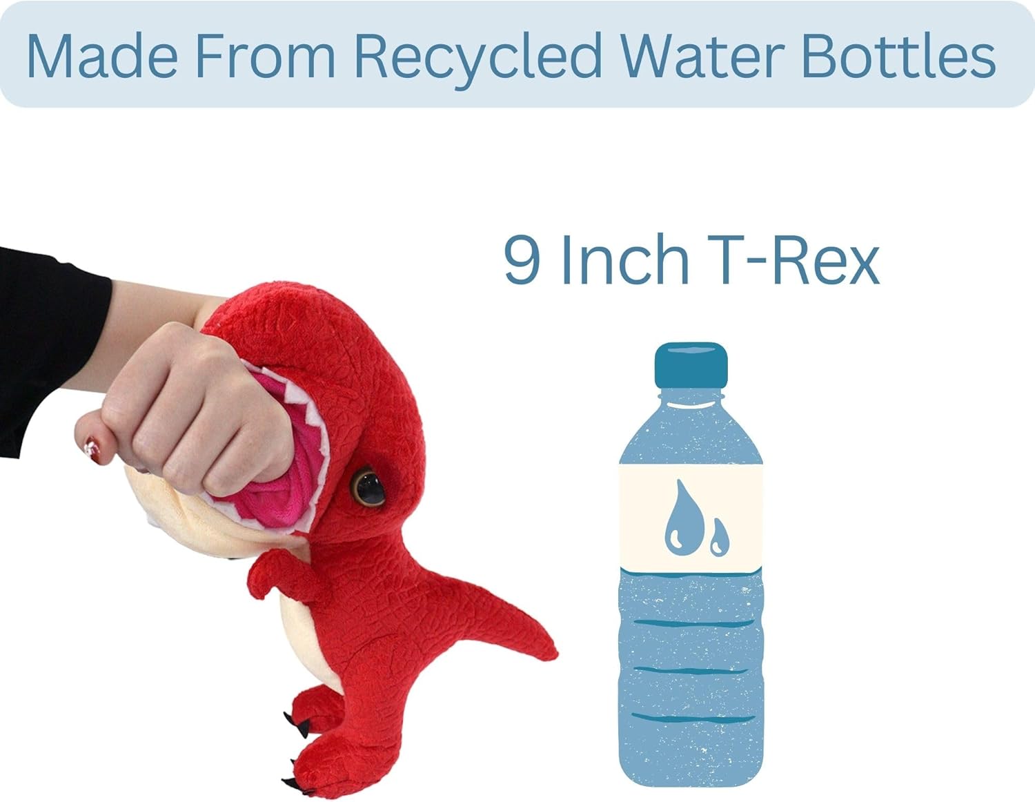 The Petting Zoo T-Rex Stuffed Animal Plushie Slap Bracelet, Gifts for Kids, Slapstix Animals, Red T-Rex Dinosaur Plush Toy 10 inches