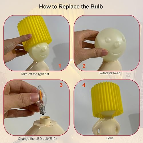 Miniatura 5 de Lámpara de mesa Shy Boy, lámpara de noche con interruptor de encendidoapagado, luz nocturna especial divertida con forma de hombre, regalo para