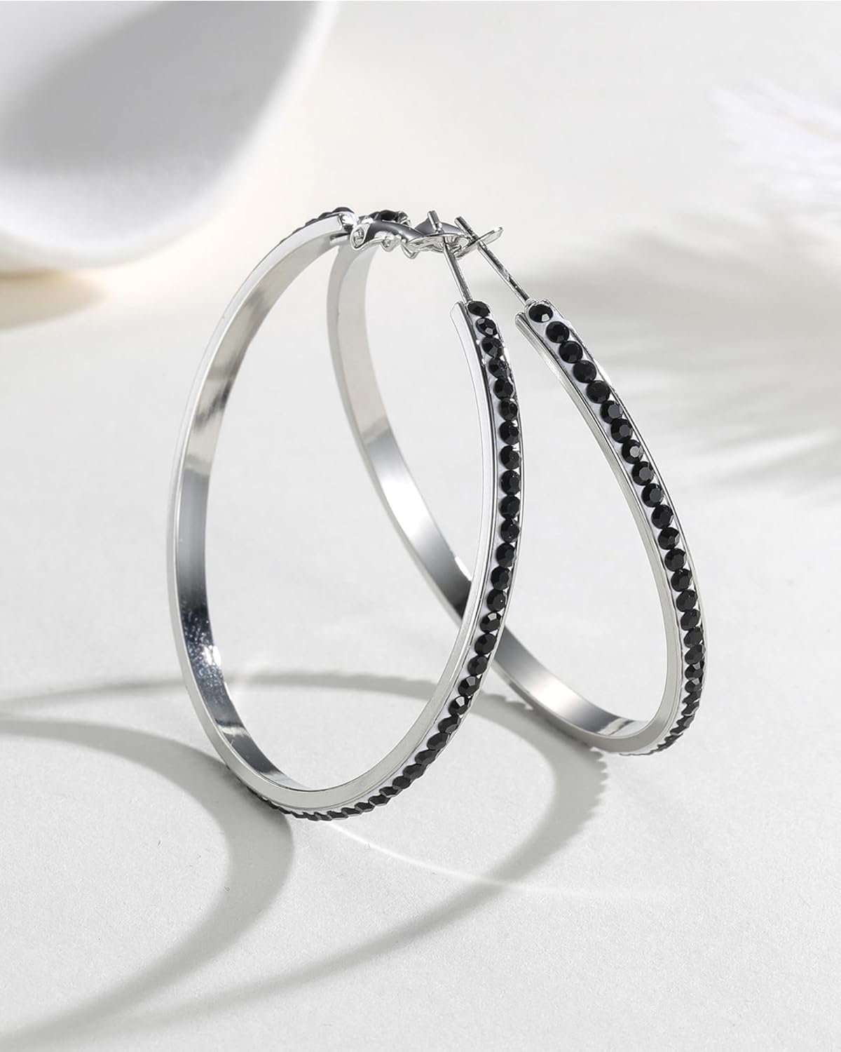 TIZU Rhinestone Hoop Earrings for Women - 316L Stainless Steel Cubic Zirconia Hoop Earrings Hypoallergenic | Lightweight Sparkling Earrings Jewelry Gift for Her - Image 3