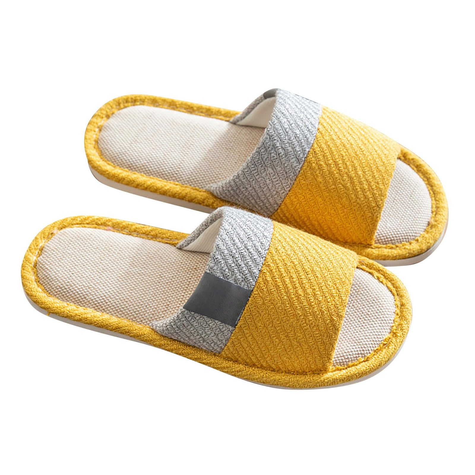 mens open toe slippers Open Toe Slippers Women Summers Cute Slip on Home Indoor Footwear Casual Non-Slip Bathroom Shoes Comfort Warm Wide Fit Silent House Sliders Autumn Winter Gifts Yellow 5