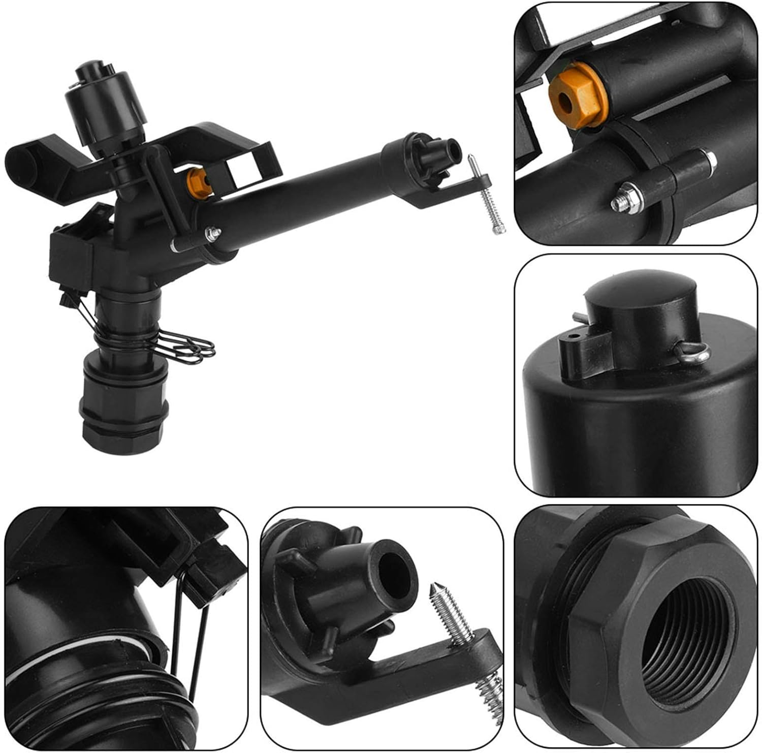 TeamSky Irrigation Sprinkler, 1.5in to 1in DN25 Female Thread Sprinkler,Adjustable 360 Degree Rotating Rocking Arm Sprinkler for Farm Irrigation