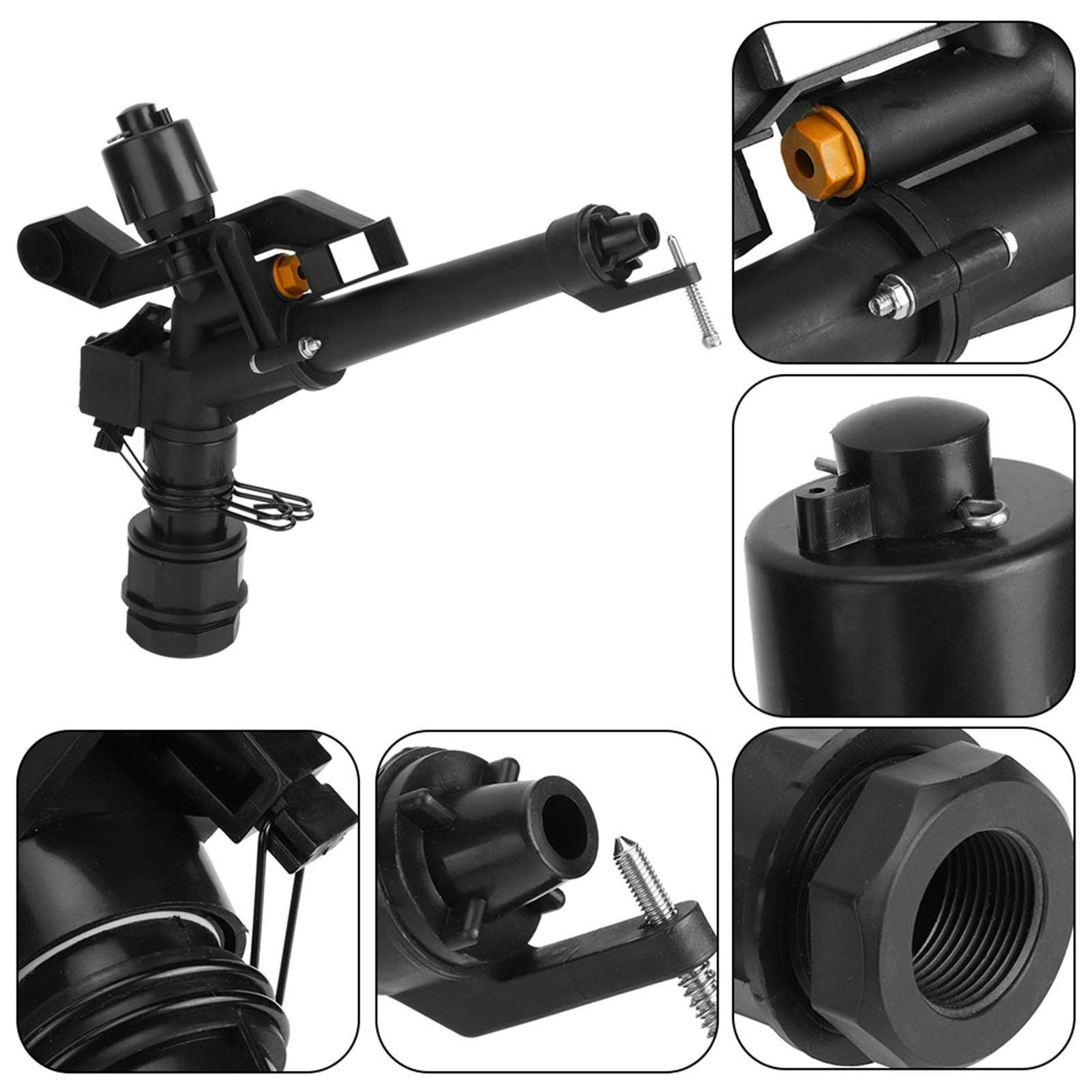 OUKENS Irrigatore per Irrigazione, DN25 da 1,5 Pollici a 1 Pollice Filettatura Femmina Regolabile a 360 Gradi con Braccio Oscillante Irrigatore per Irrigazione Agricola