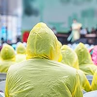 Vista 8 de Paquete de 12 ponchos de lluvia transparentes con capucha para adultos, familia, 3 colores, impermeables de emergencia de 51.1 pulgadas