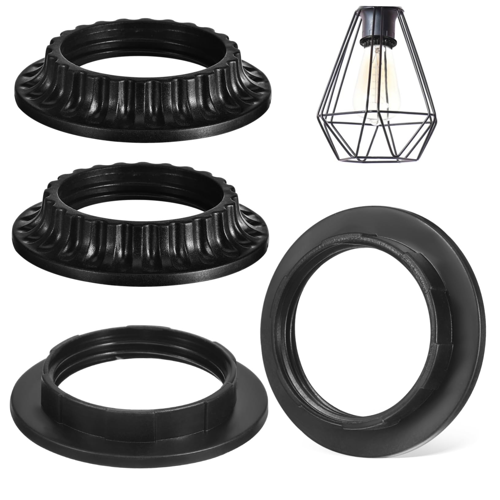 DOITOOL 4pcs Lamp Holder Fixing Ring Retaining Rings for Lamp Shade Lamp Accessories and Parts Replacements Lamp Shade Holder Lamp Socket Rings Socket Rings for Lamps Shades Cap Plastic
