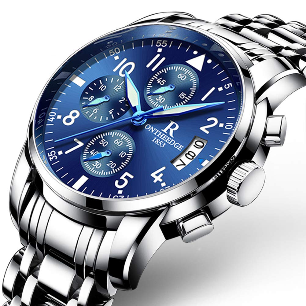 Orologio da Polso Poedagar 985 di Lusso in Acciaio Inossidabile con Quadrante Verde, Impermeabile, Luminoso, con Data e Giorno della Settimana, Sportivo, al Quarzo per Uomo