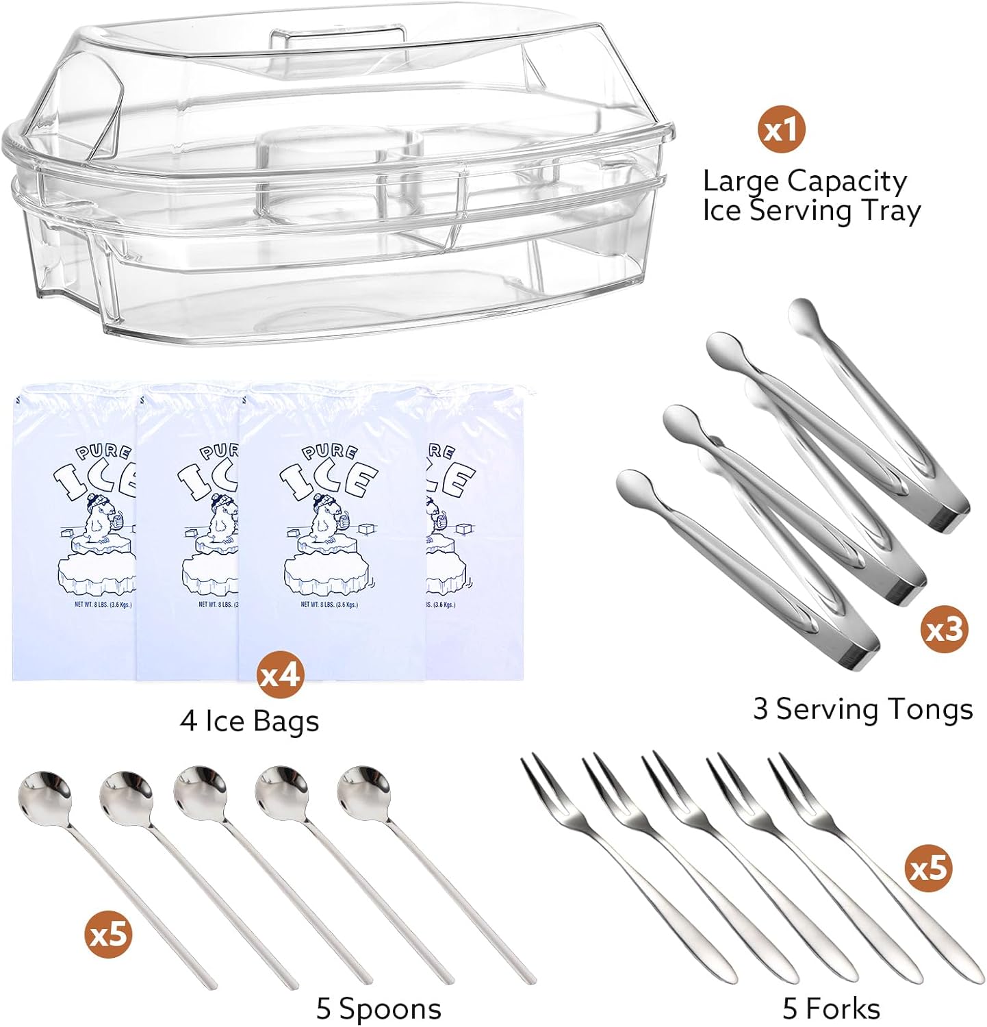 Large Capacity Ice Serving Tray, Fruit Trays for Serving for Party, Chilled Vegetable/Veggie Tray, Shrimp Cocktail Serving Dish- 15 Inch Chilled Party Platter with Lid and 4 Compartments