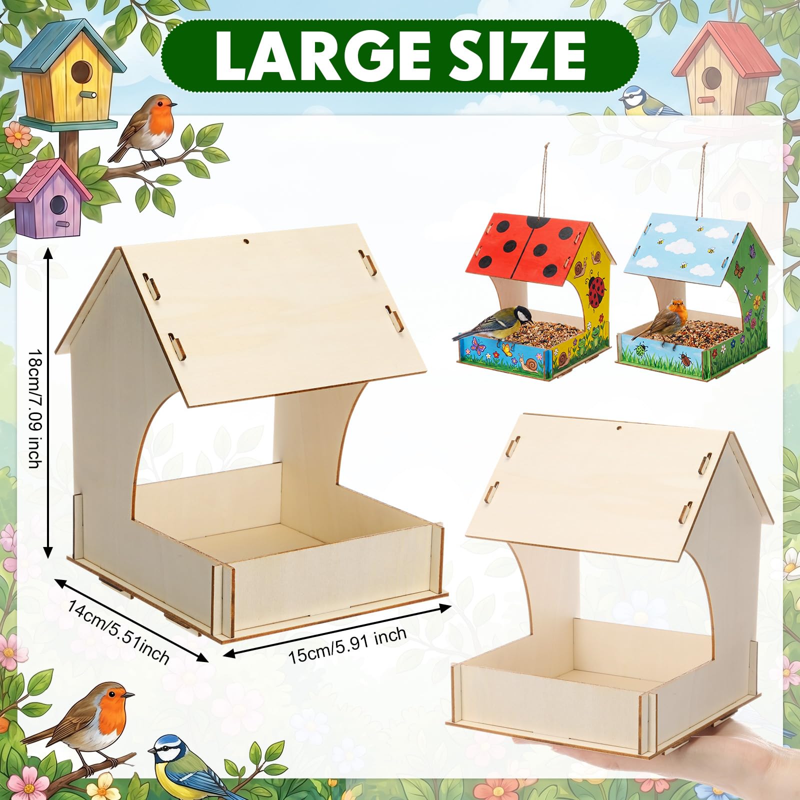 DoubleFill Confezione da 20 kit di mangiatoie per uccelli in legno, kit fai da te, costruisci e dipingi il tuo mestiere per adulti, casetta per uccelli incompiuta in legno per arte educativa