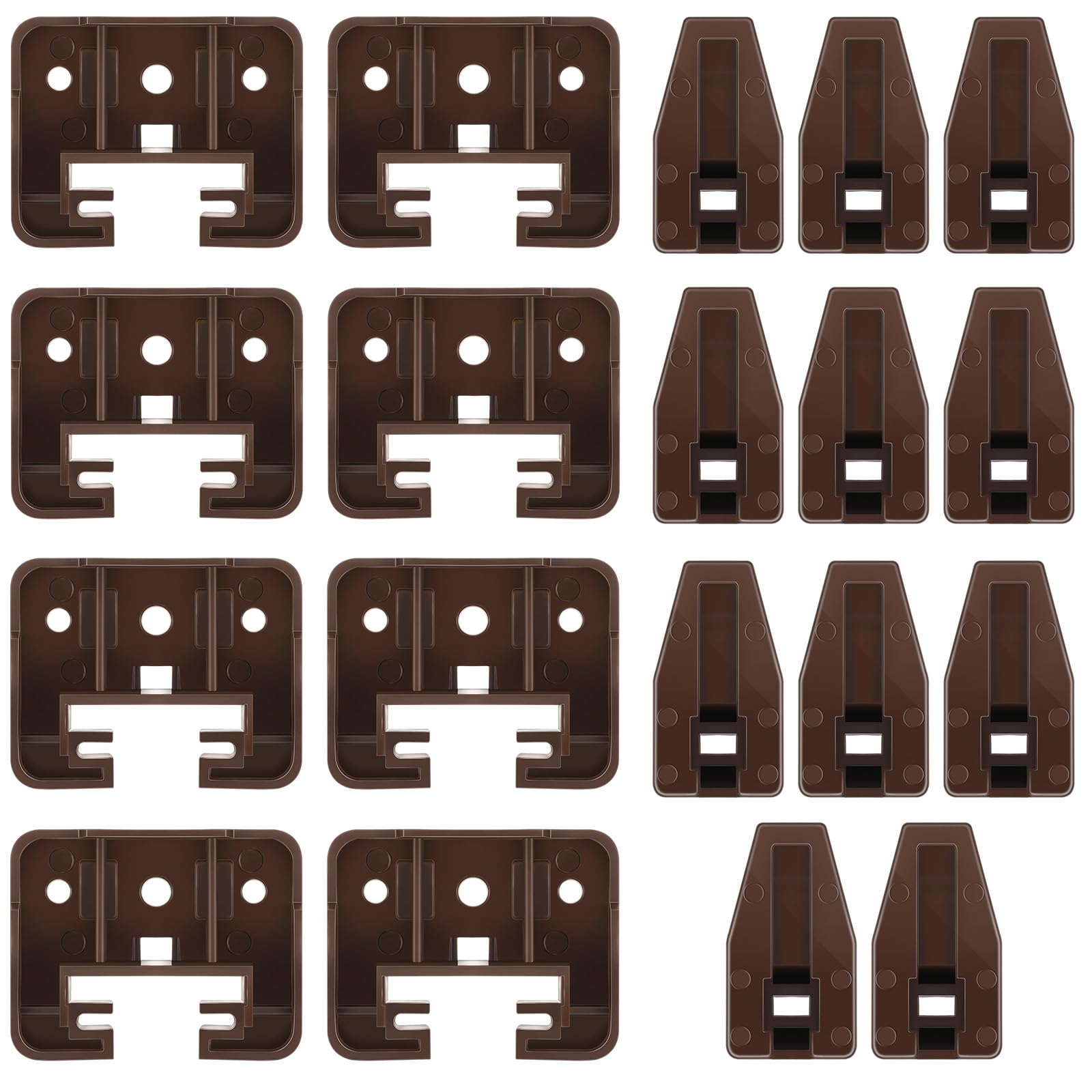 Ripeng 20 Set Plastic Drawer Slides and Guides Replacement Furniture Parts Plastic Cabinet Slides Stopper for Dressers, Hutches and Night Stand Drawer Systems, Brown
