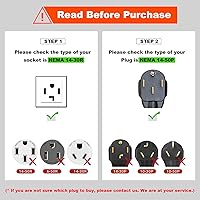 Vista 3 de NEMA 14-30P a 14-50R Cable adaptador de cargador EV de 4 clavijas de 30 amperios a adaptador de conversión EV de 50 amperios solo compatible