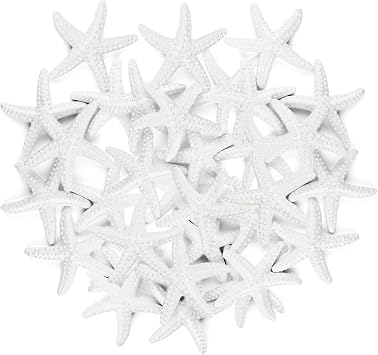 AUEAR, 30 Pack Lovely Starfish Decor Pencil Finger Resin for Wedding Party Crafts and Home Decoration White