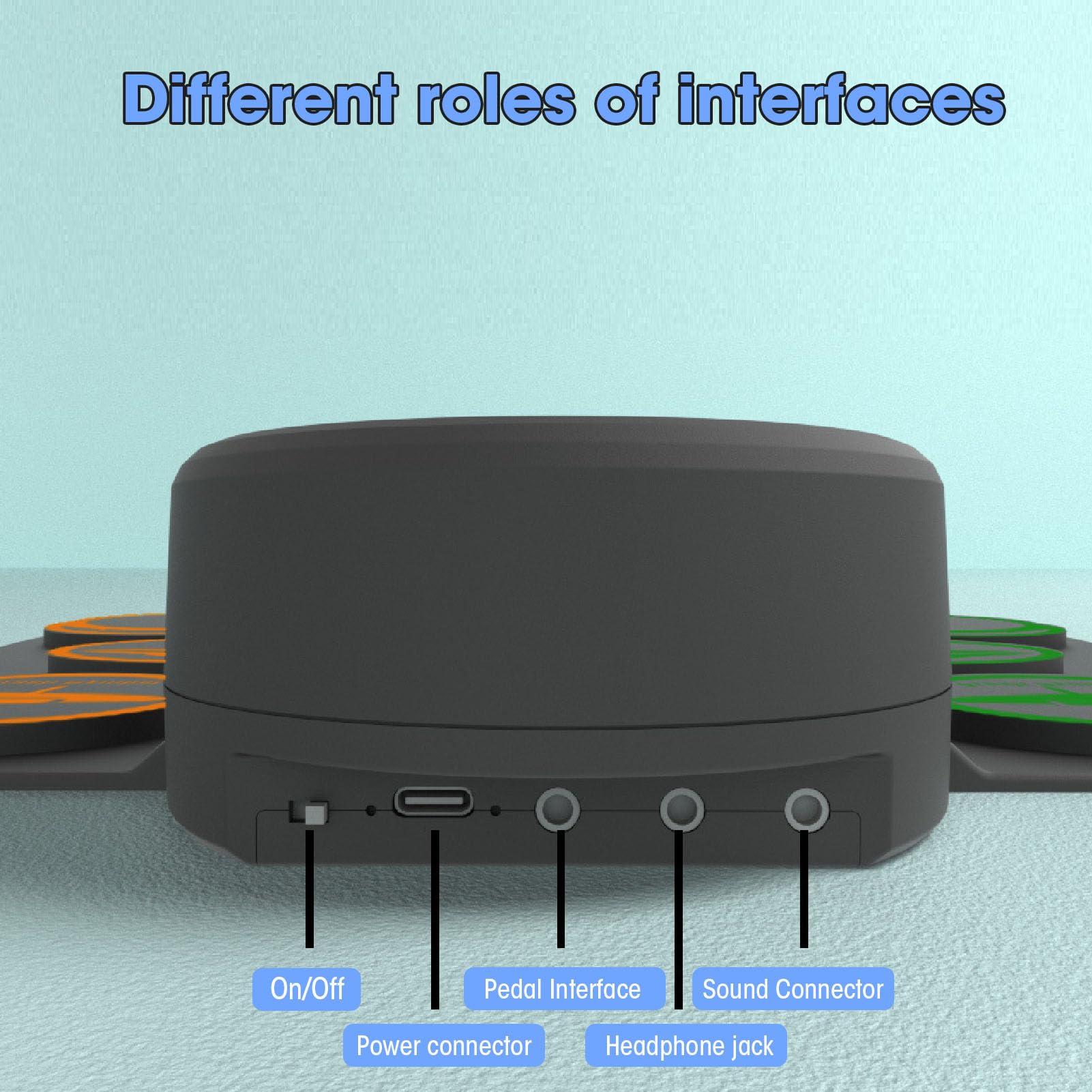 Bewinner Batería Electrónica, Almohadilla de Práctica Enrollable de 9 Pads con Conector para Auriculares y 2 Altavoces, Batería Digital MIDI Portátil con Pedal de Bajo/Hi-Hat, 7 Sonidos 10 Ritmos,