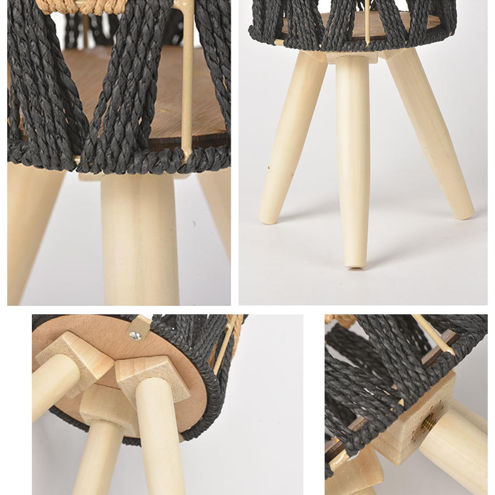 Tissting Pflanzenständer Imitation Rattan Blumenständer, 3er Set Holz Dreieck Blumenhocker Pflanzenhocker Deko Hocker für Innen Balkon Wohnzimmer Deko 15/20/25cm