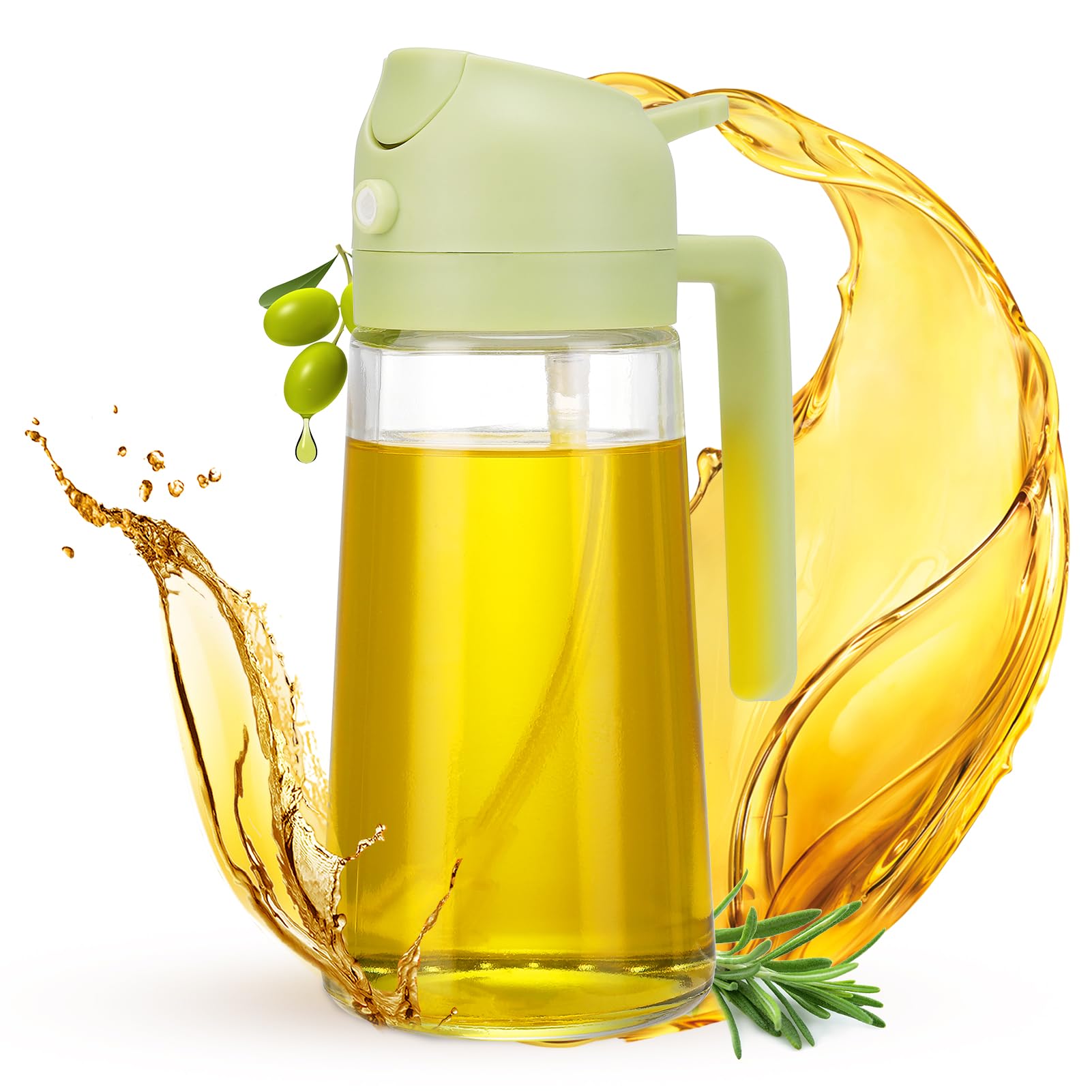 Oil Spray Bottle 2 in 1 Oil Dispenser and Oil Sprayer -15.5oz/460ML Oil Sprayer For Cooking