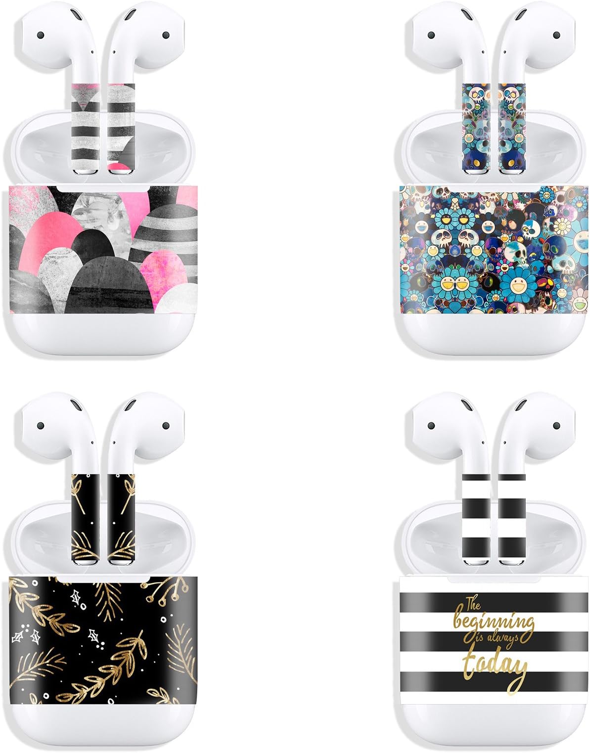 4-Pcs PVC Airpods Skin Protective Airpods Case Decal Airpods Wrap Airpods Case Original Stylish to Customize (style4)