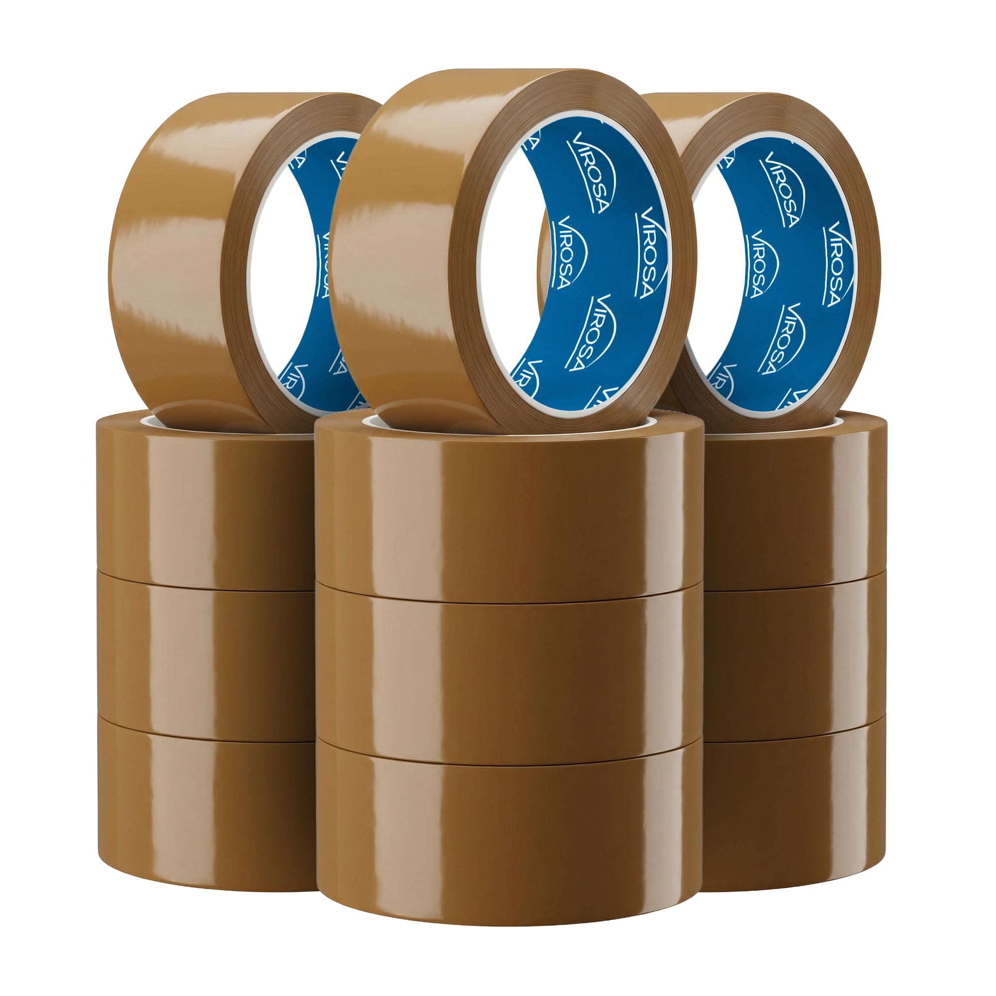 VIROSA EXTRA VALUE Packing Roll Set – 48mm x 66m – 12 Rolls Brown Heavy Duty Packaging for Moving, Shipping & Storage Boxes