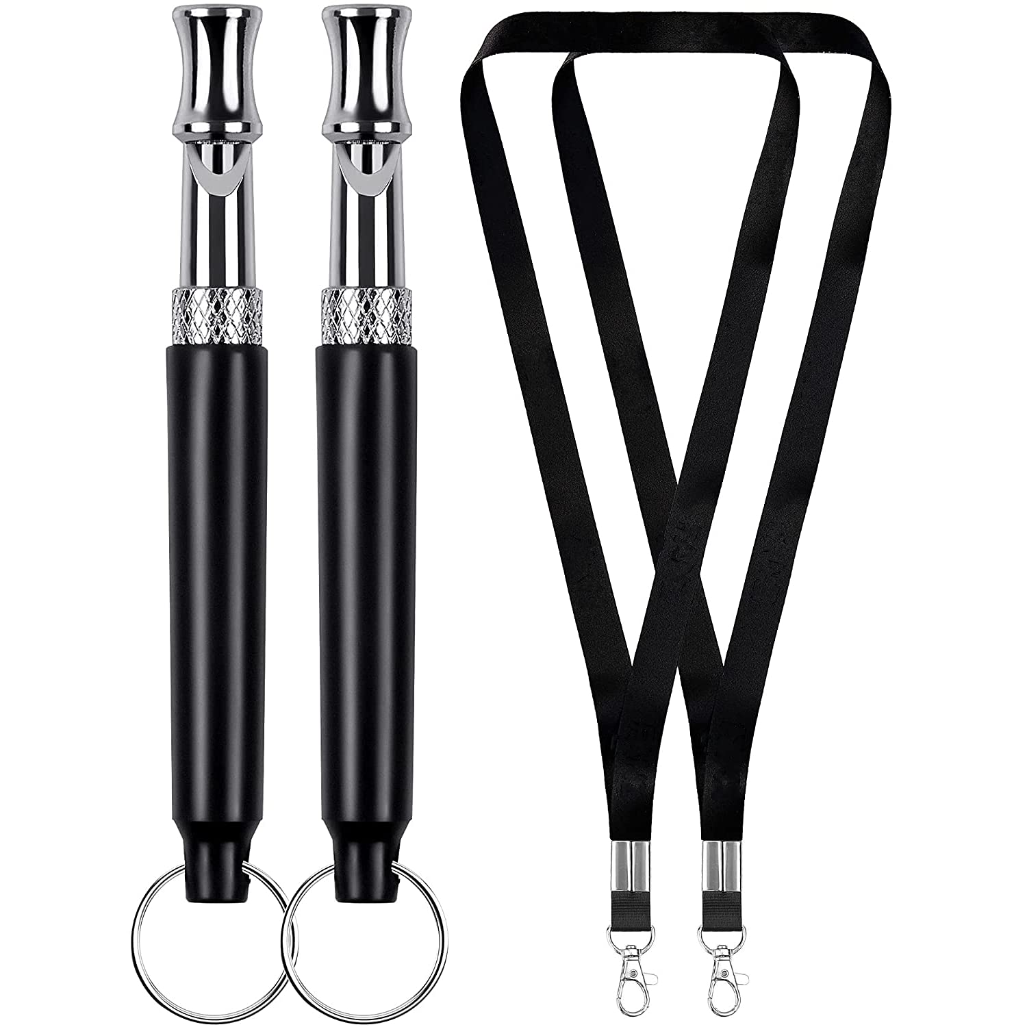 LANKOER 2 Pcs Professional Dog Whistles, Ultrasonic Copper Core Adjustable Frequencies and Frequency Lock, Professional Ultrasonic Dog Training Whistle with Lanyard for Recall and Barking Control