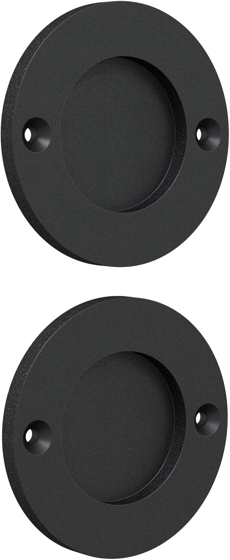 Finger Pulls for Closet and Pocket Doors - Round Sliding Door Pulls - Flush Pulls - Matte Black - Set of 2