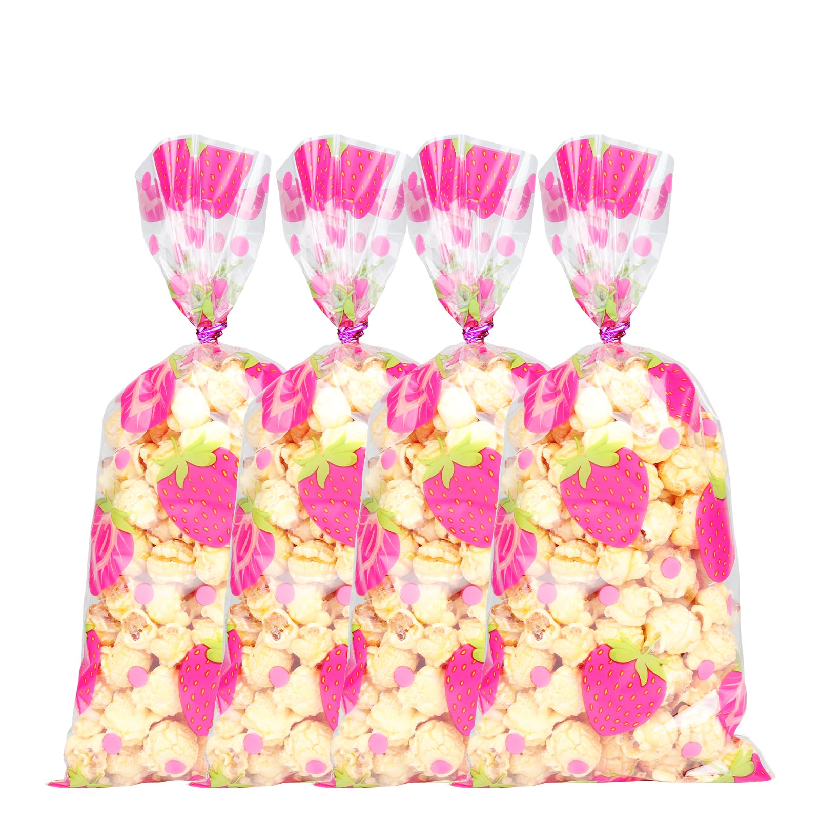 50 Sacchetti Regalo A Forma Di Fragola – Rossi E Rosa, 25x16,5 Cm, Per Baby Shower E Feste A Tema Frutti Di Bosco