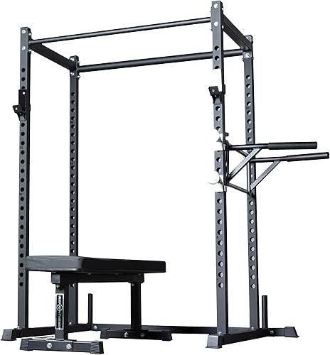 REP Fitness Short Power Rack - PR-1050 - 72 pulgadas con accesorio de inmersión opcional, banco plano, banco ajustable