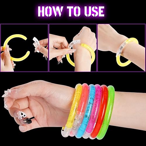 Vista 13 de 36 pulseras LED que brillan en la oscuridad, suministros de fiesta para niños y adultos, regalos de fiesta de Halloween para niños, juguetes de luz