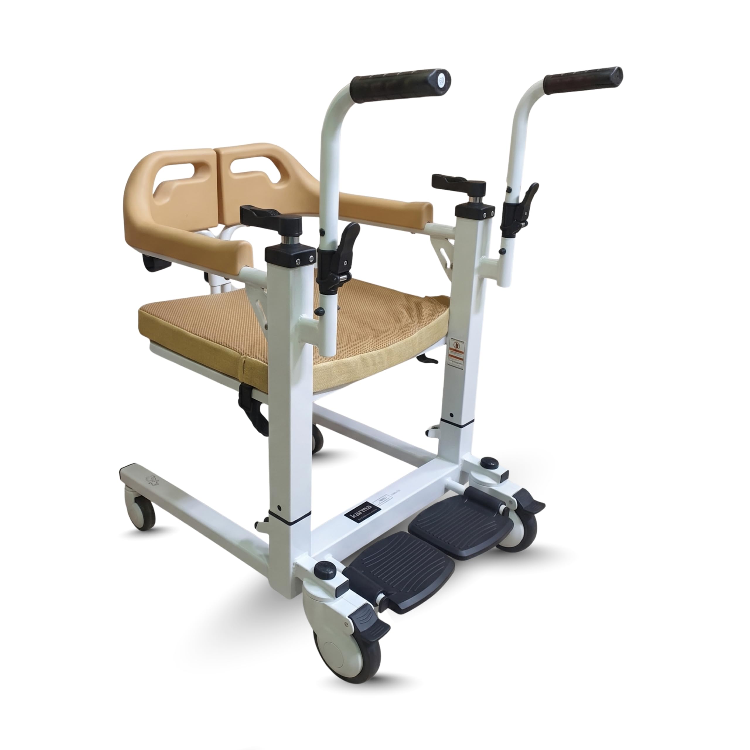 Karma Ryder TC10 Patient Lift & Transfer Chair with Detachable Commode Seat, Steel Height Adjustable Foldable Wheelchair for Elderly, Bedside Toilet & Bathroom Transfer Chair for Home Care-image-11