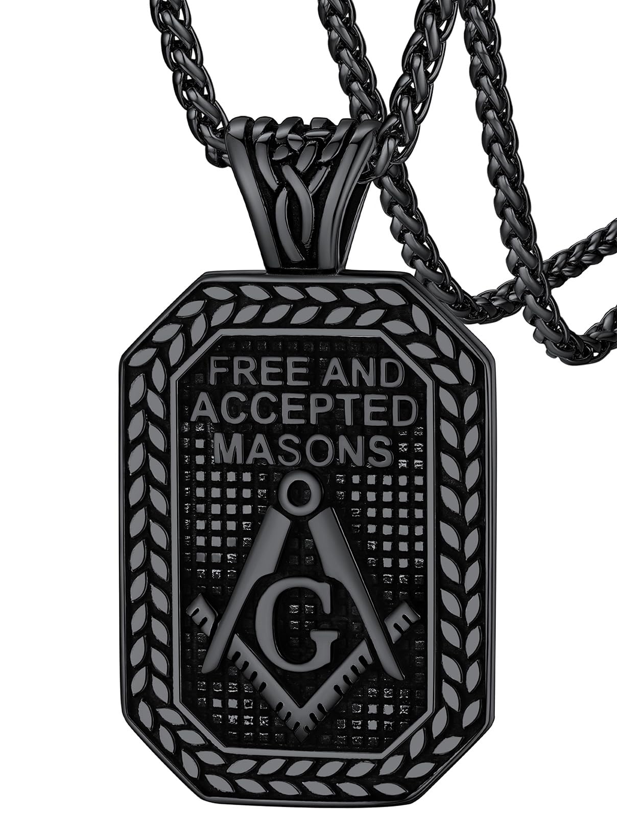 FaithHeart Masonic Necklace for Men, Freemason Compass Symbol 18K Gold Plated/Stainless Steel Free and Accepted Masons Pendant Jewelry with Gift Box