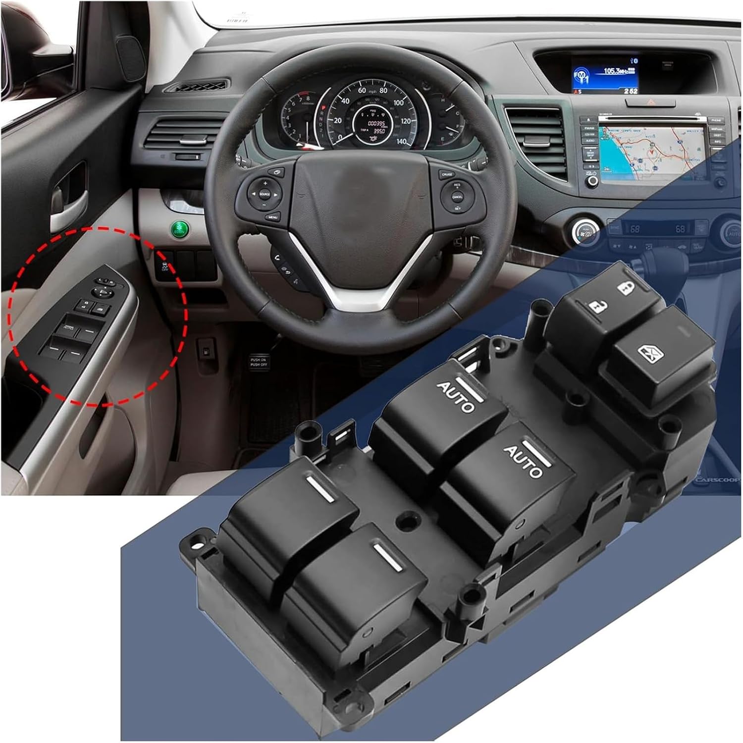 Car Window Switch 35750-TA0-A22 2008-2012 Fit For Accord EX-EXL-LX Sedan,Driver Side Power Window Switch Glass Control Button Side Power Window Switch