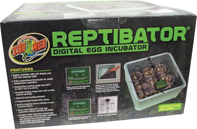 Zoo Med Reptibator Incubadora de Huevos de Reptiles, Control Digital, Elemento Calefactor Rígido de 55 Vatios