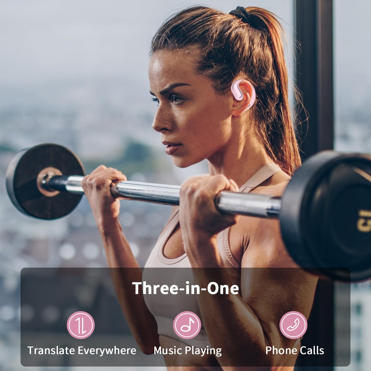 AI Translation Earbuds, 3-in-1 Buletooth 5.4 Real-Time Translator Earbuds with 134 Languages/6 Translation Modes/No Subscription Required, 40H Translator Headphones for Travel Business Learning-Pink