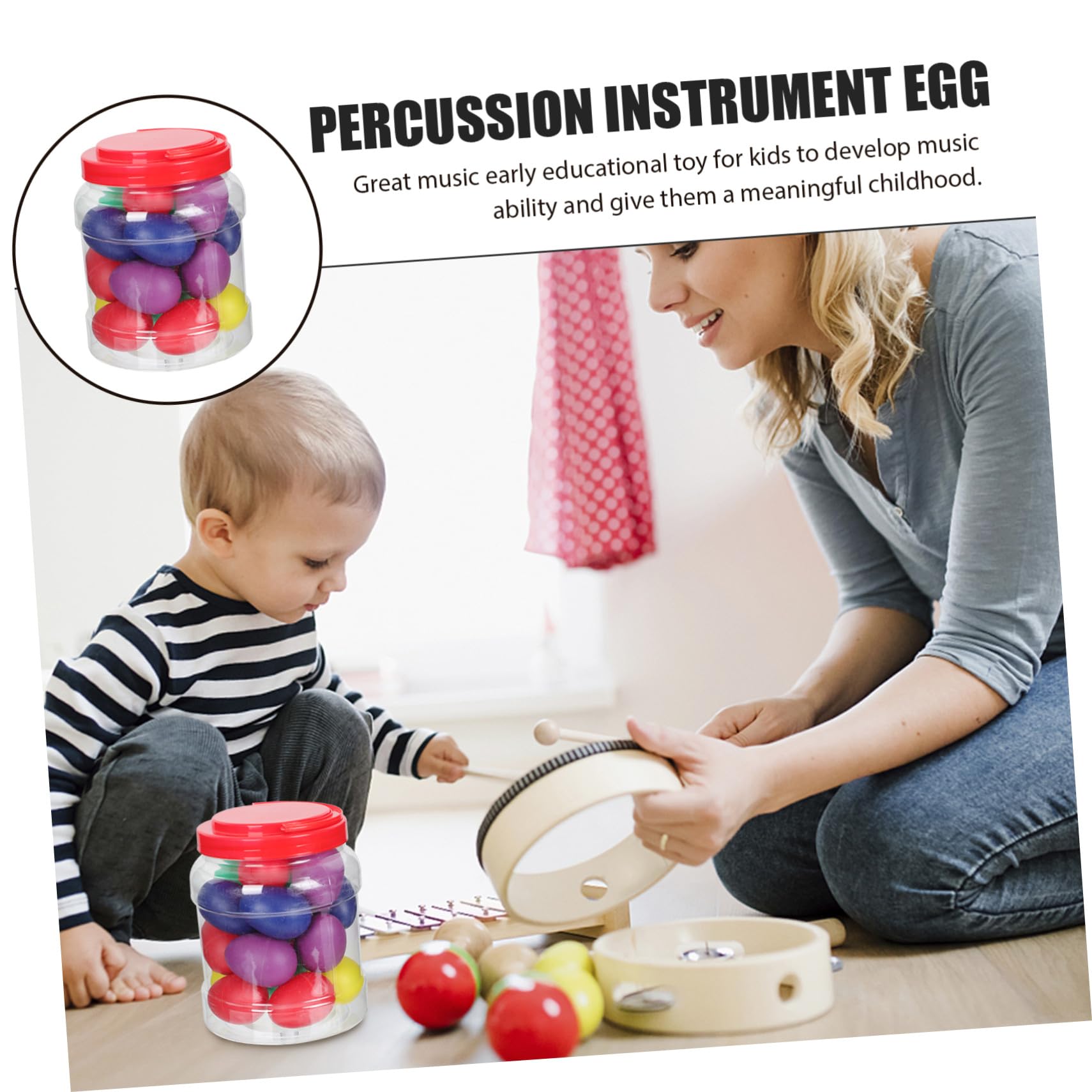 Strumenti Musicali Percussione Uova in Plastica 20 Pezzi Superficie Liscia per Back To School Party e Giochi Educativi per Ragazzo Ragazza Colore Casuale