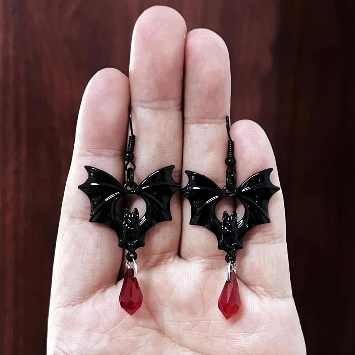 Gothic Bat Earrings Goth Earrings for Women Vintage Vampire Earrings Punk Style Black Red Crystal Bat Earring Victorian Halloween Vampire Jewelry Goth Accessories Gothic Jewelry Gifts for Women - Image 6