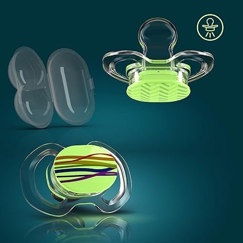 Miniatura 2 de Smilo Chupete para bebé, paquete de 2 chupetes delgados para bebés con caja de esterilización, etapa 2 para bebés de 3 a 9 meses, chupetes 100% de