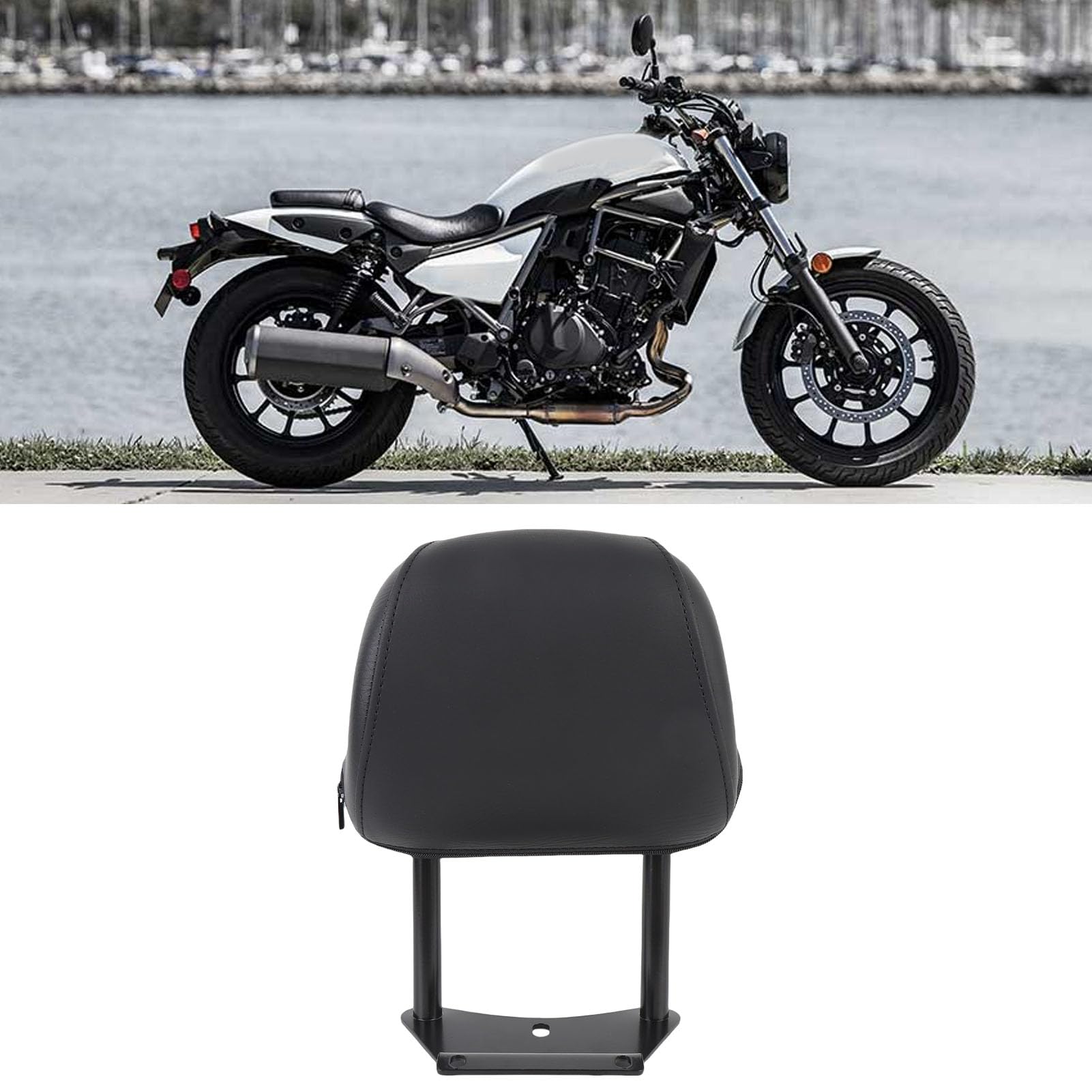 LiebeWH Imbottitura Schienale Passeggero Posteriore Pelle PU Spugna Telaio in Metallo Imbottitura Schienale Posteriore Staccabile con Cuscino di Supporto per Motociclisti Touring Comfort Passeggero