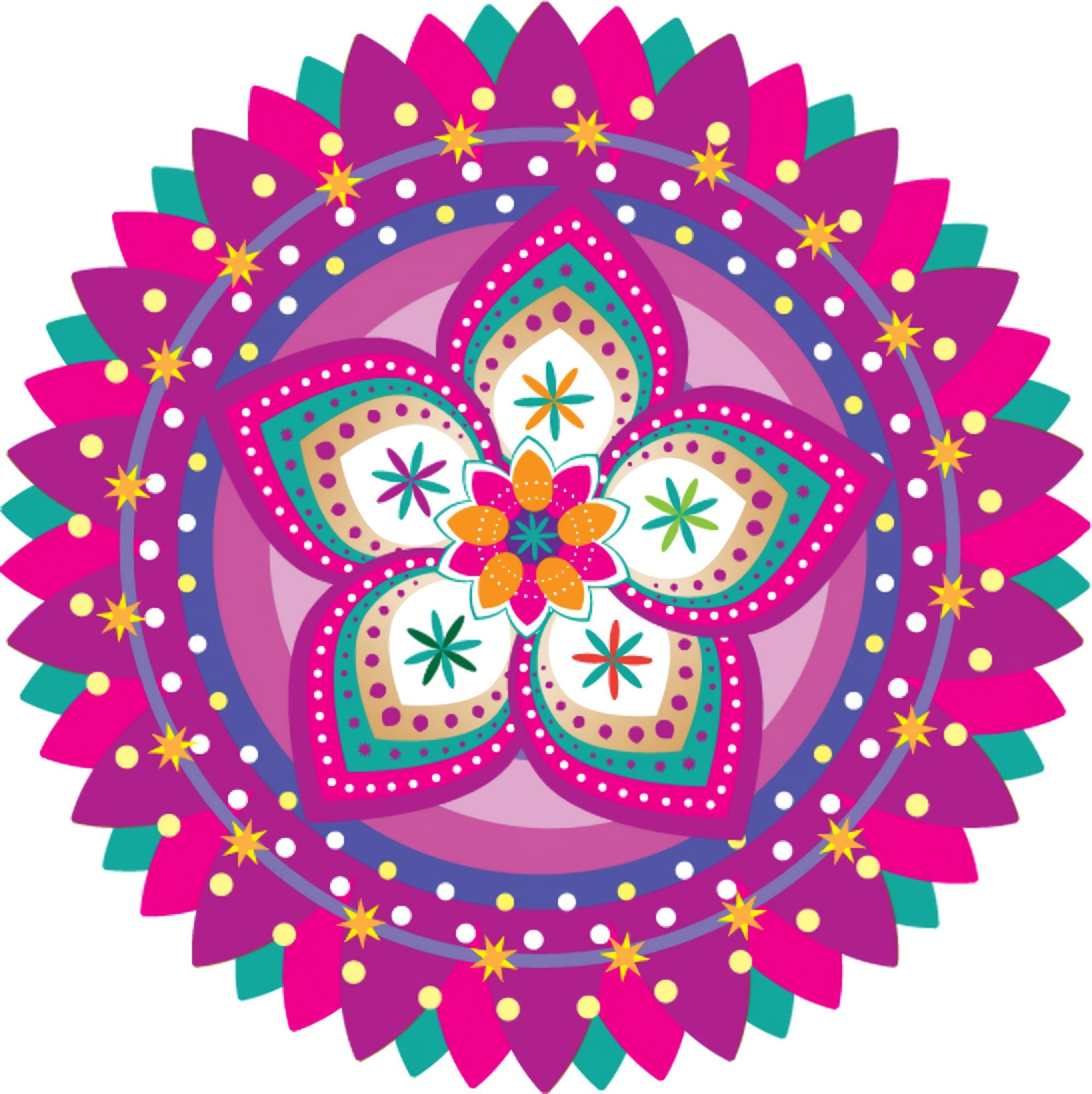 WallDaddy Rangoli Stickers for Door Entrance (Size-40x40Cm) Self Adhesive Rangoli Stickers for Pooja Room | Rangoli for Diwali Decoration Wall Stickers Pink Design Rangoli Stickers for Floor-Vinyl