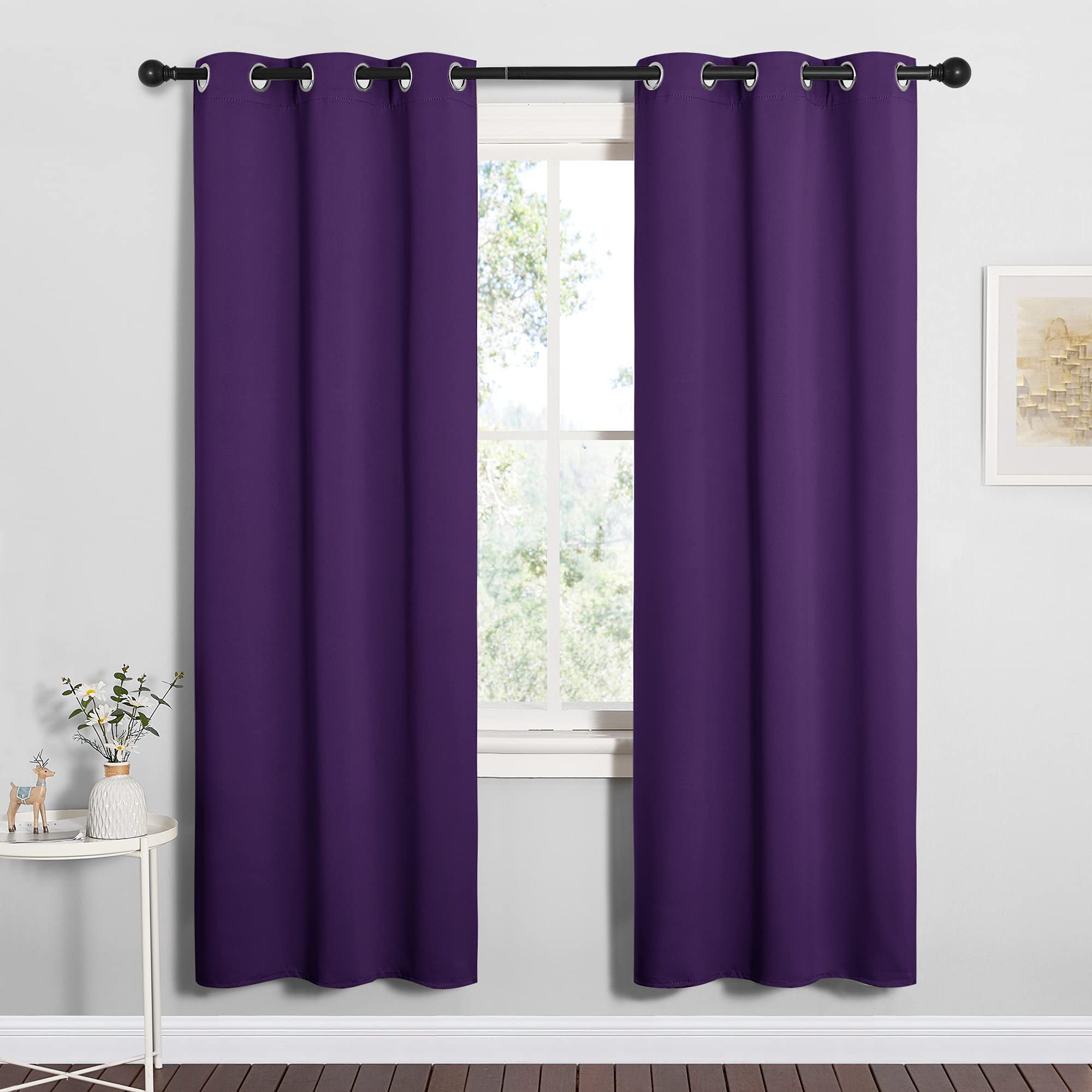 NICETOWN Royal Purple Blackout Curtains 78 inches Length for Bedroom, 2 Panels, 42" Wide, Thermal Insulated Decoration Drapes for Office Window