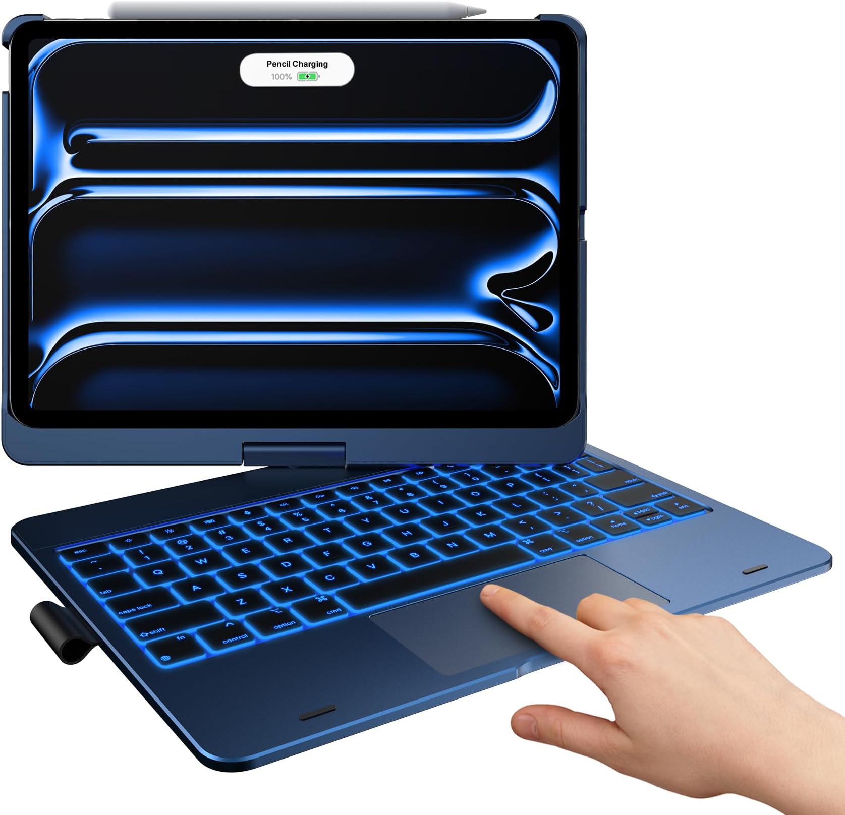 typecase Touch Keyboard Case for iPad Pro 11-inch (M5/M4, 2025/2024), Wireless Keyboard with 11-Color Backlight, 360°Rotatable Protective Case with Pencil Holder, Multi-Touch Trackpad, Midnight Blue