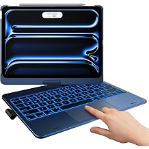 typecase Touch Keyboard Case for iPad Pro 11-inch M5/M4, 2025/2024, Wireless Keyboard with 11-Color Backlight, 360Rotatable Protective Case with Pencil Holder, Multi-Touch Trackpad, Midnight Blue