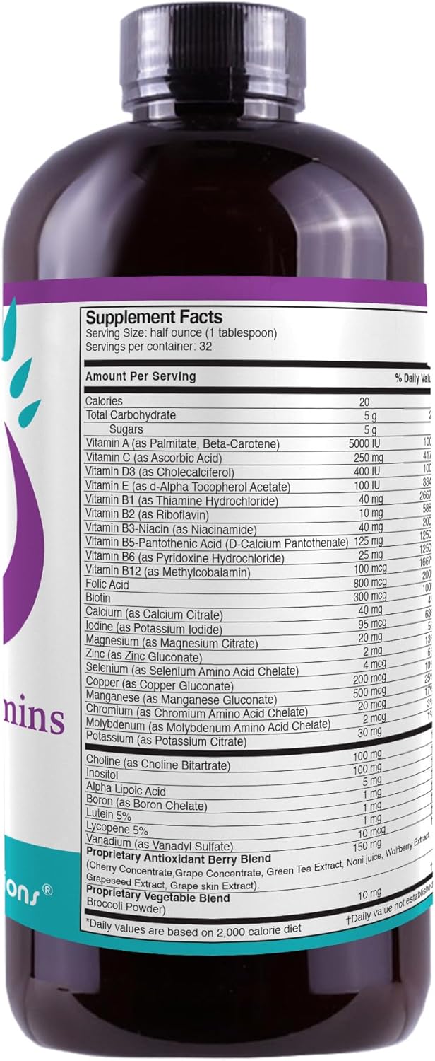 Life Solutions Super Multivitamins and Minerals - High Potency Liquid Vitamins | Advanced Liquid Multivitamin Formula for Overall Health | Essential Multivitamin and Mineral Supplement 32 oz