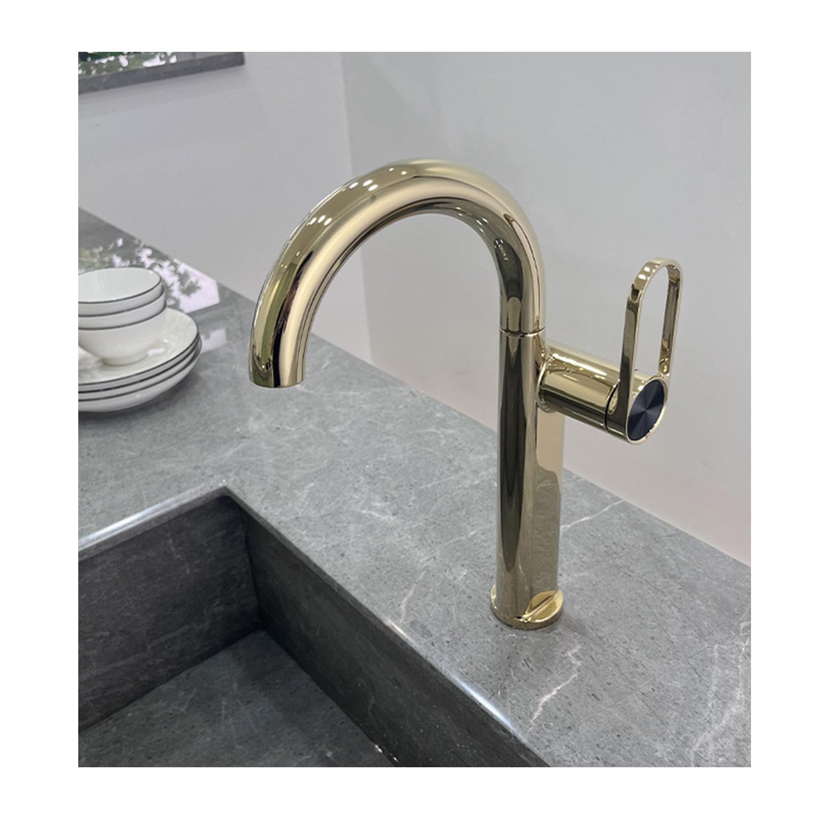 Single Handle Vessel Sink Faucet with Swivel Spout for Hot and Cold Water in Bathroom