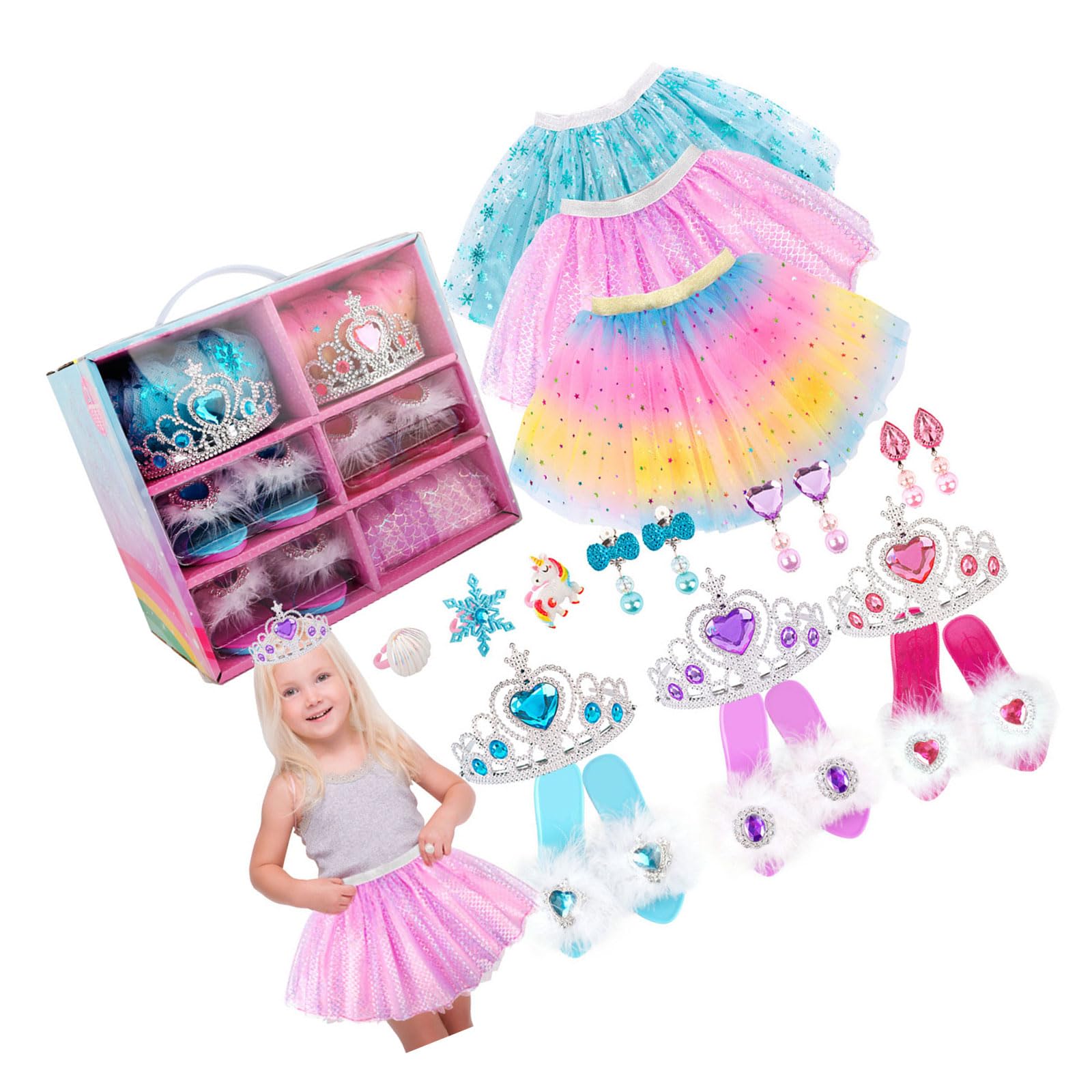 Prinzessinnen-Verkleidungsset für Mädchen, sichere und Prinzessinnen-Schmuckschatulle, Spielzeug, das kreatives Spielen inspiriert, Schmuckschatulle für Mädchen