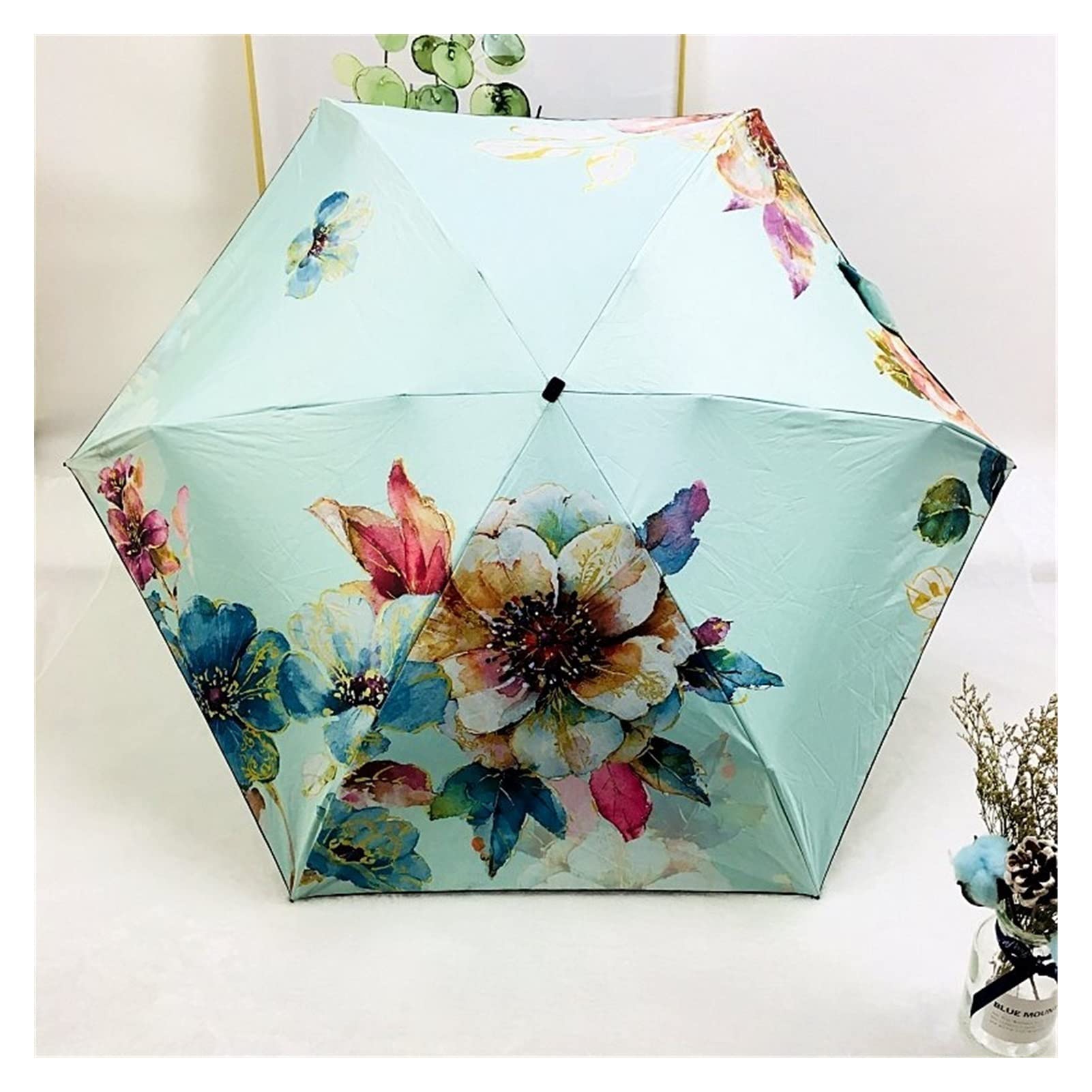 Parapluie de voyage compact et mini parapluie de poche imprimé fleuri TUSUOD