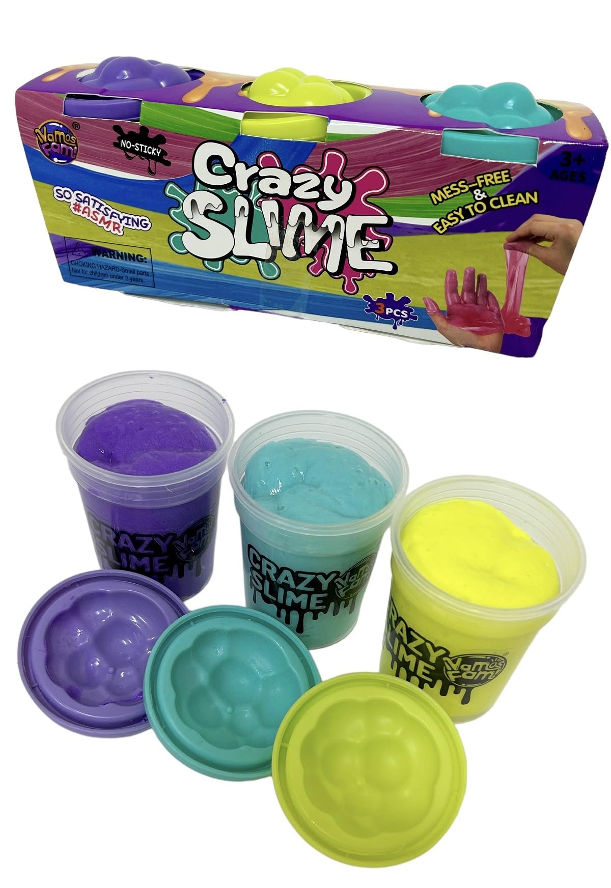 Slime For Kids 3Pcs x 100gm Crazy Slime Easy To Clean Creative Fun For Kids Set Of 3Pcs