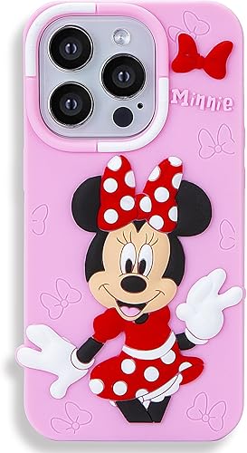 Miniatura 4 de Funda compatible con iPhone 15 Pro Max, linda y divertida funda de silicona de Minnie de dibujos animados para niños, niñas y mujeres
