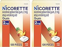 Vista 19 de Nicorette 2 mg de goma de mascar de nicotina para dejar de fumar - Fruit Chill con sabor a ayuda para dejar de fumar, 100