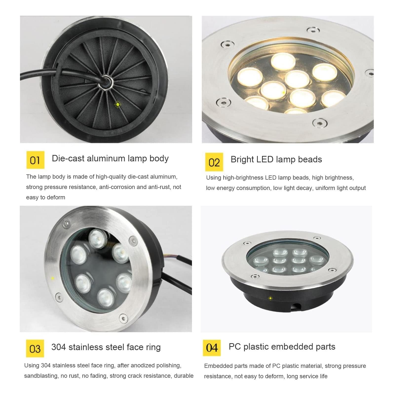 Lampa zewnętrzna LED, oświetlenie zewnętrzne LED ze stali nierdzewnej - ultra cienkie reflektory do zabudowy podłogowej, wodoszczelne oświetlenie zewnętrzne IP65 na schody i ścieżki do słoika