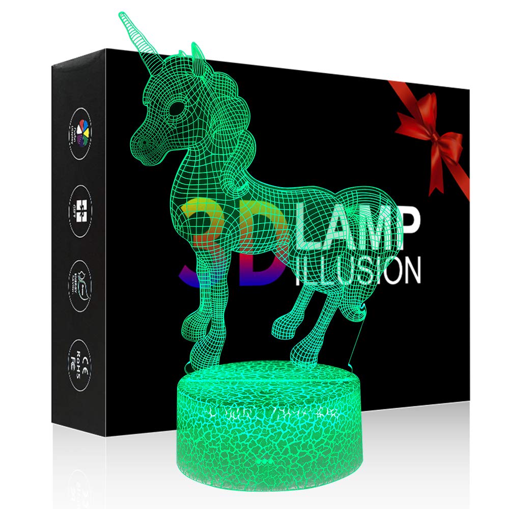 3D Illusion Night Light 7 Colors Touch Switch Table LED Night Lamp with USB Powered for Kids Room